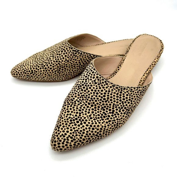 Parisian Slip On Mule in Spotty Calf Hair Pointed Toe Flat Leopard Cheetah Print - Picture 10 of 12